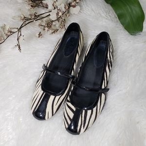 COLE HAAN Air Bria zebra ponyhair mary jane shoes